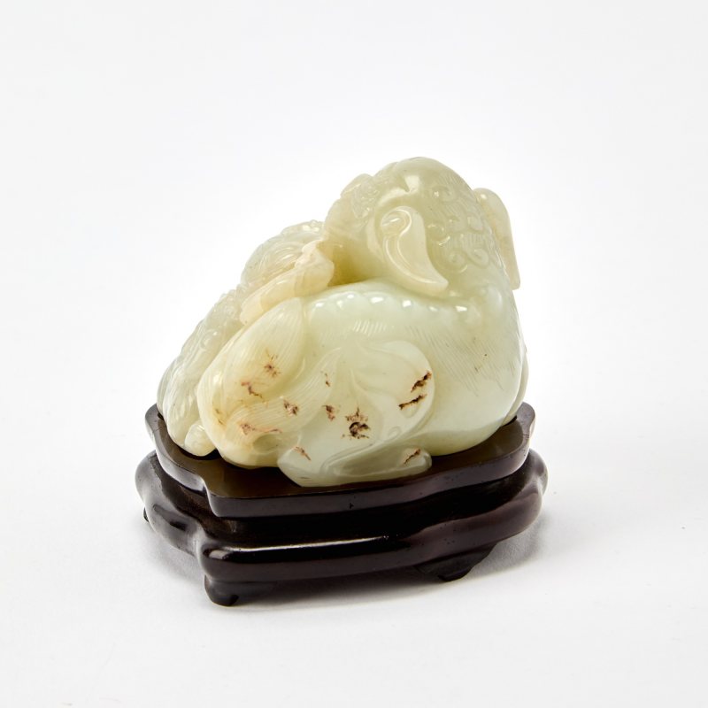 A Chinese Celadon Jade Figural Group - 图3