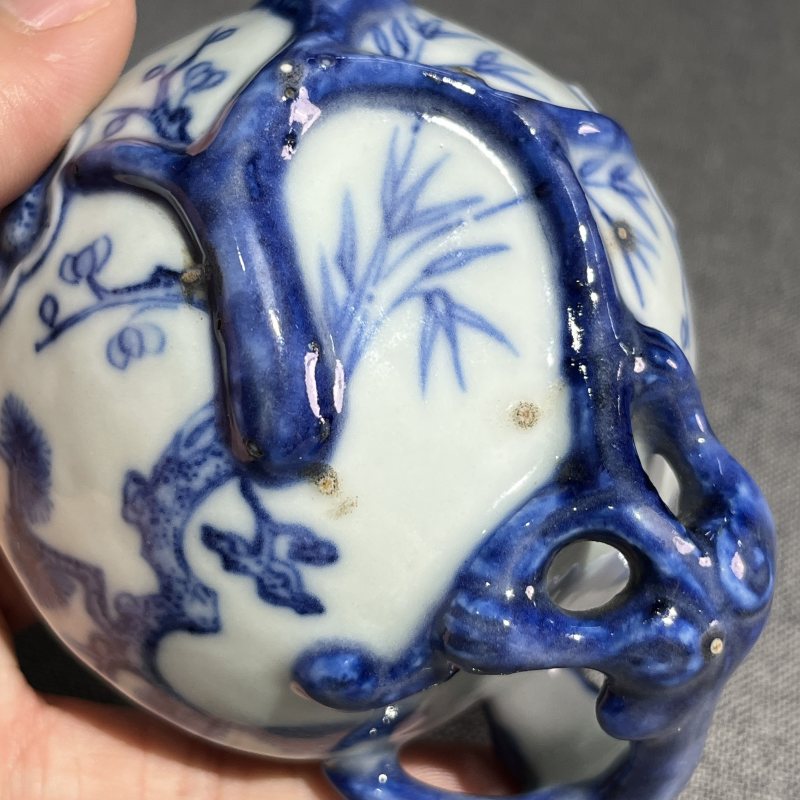清中期花卉堆塑大杯 - 图10