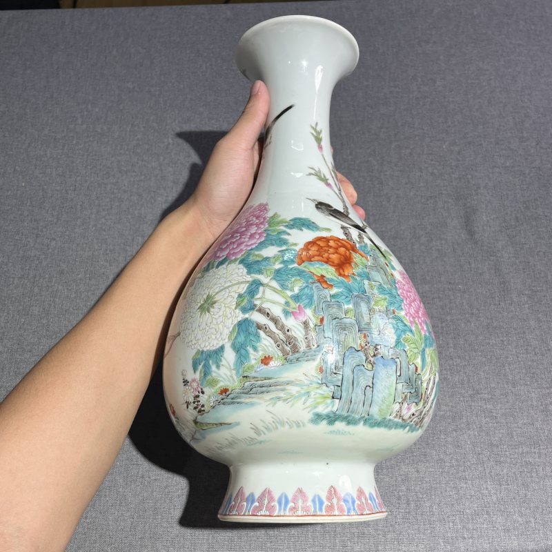 民国粉彩花鸟赏瓶 - 图4