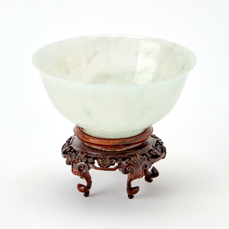 A Chinese Carved Jadeite Bowl