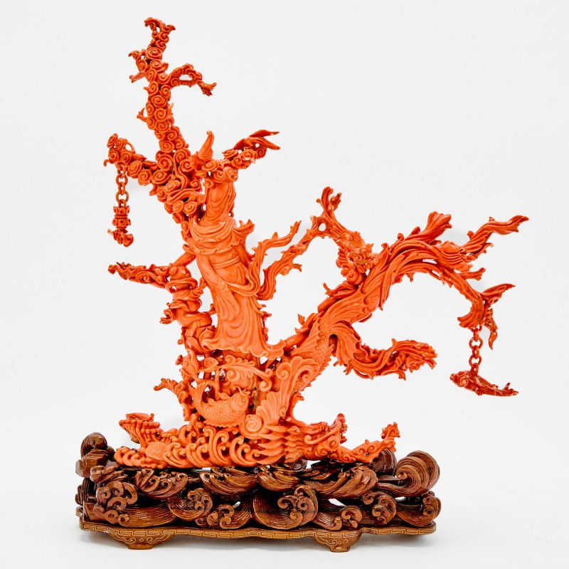 A Chinese Coral Carving of a Figural Group - 图4