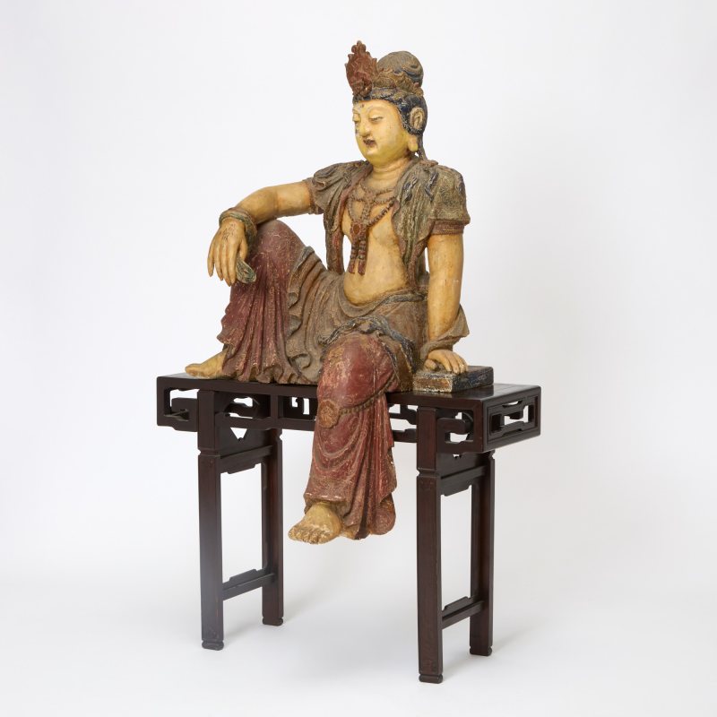 A Chinese Polychromed Wood Figure of Guanyin