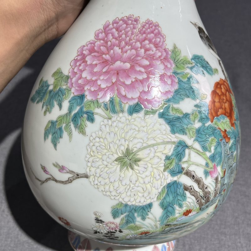 民国粉彩花鸟赏瓶 - 图5