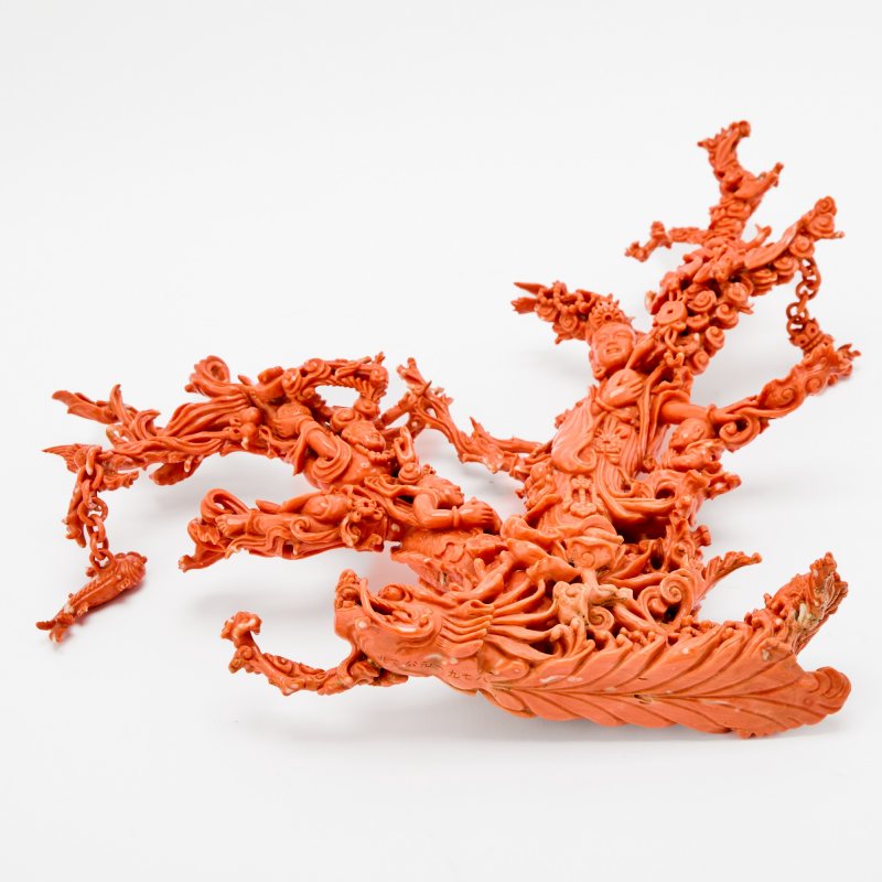A Chinese Coral Carving of a Figural Group - 图6