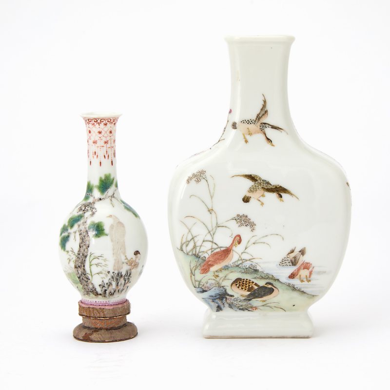 Two Small Chinese Famille Rose Porcelain Vases