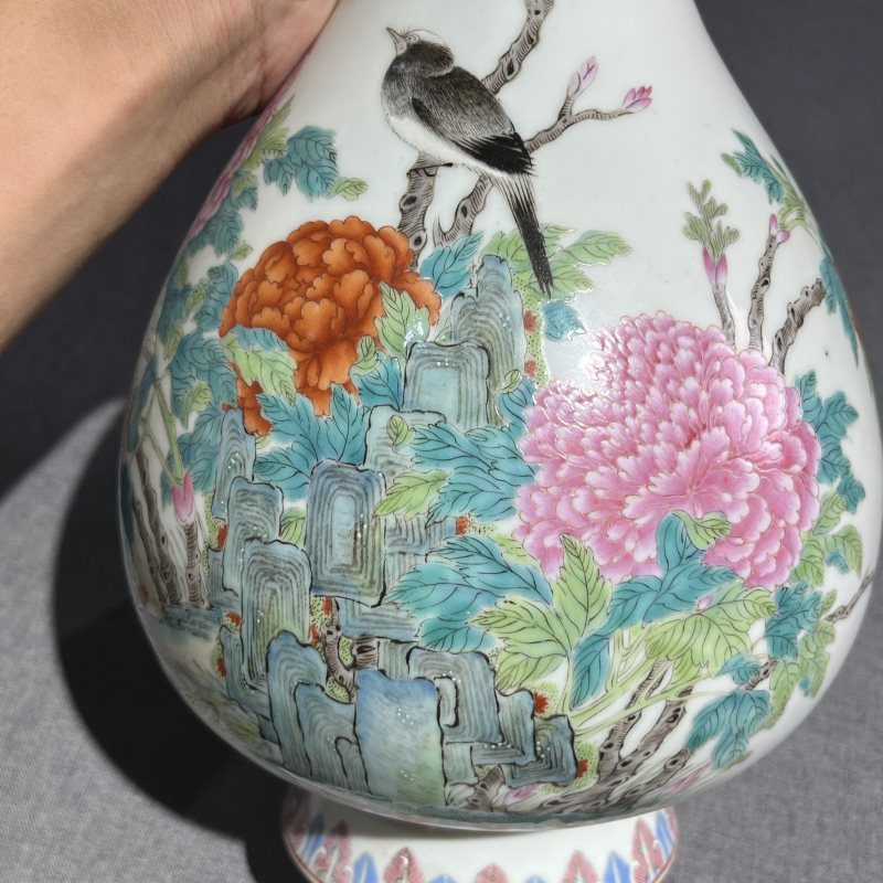 民国粉彩花鸟赏瓶 - 图6