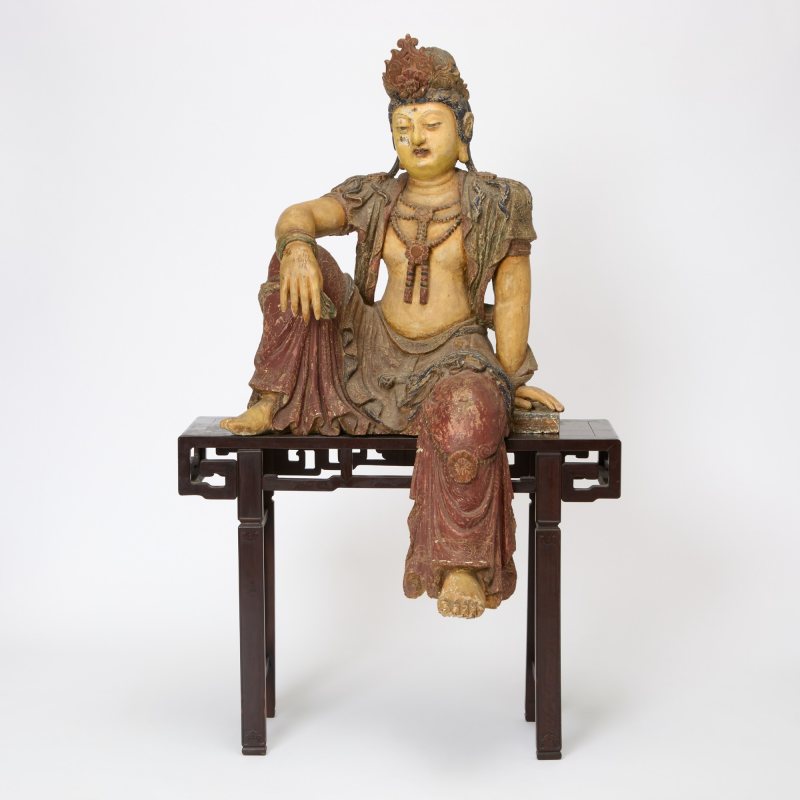 A Chinese Polychromed Wood Figure of Guanyin - 图3