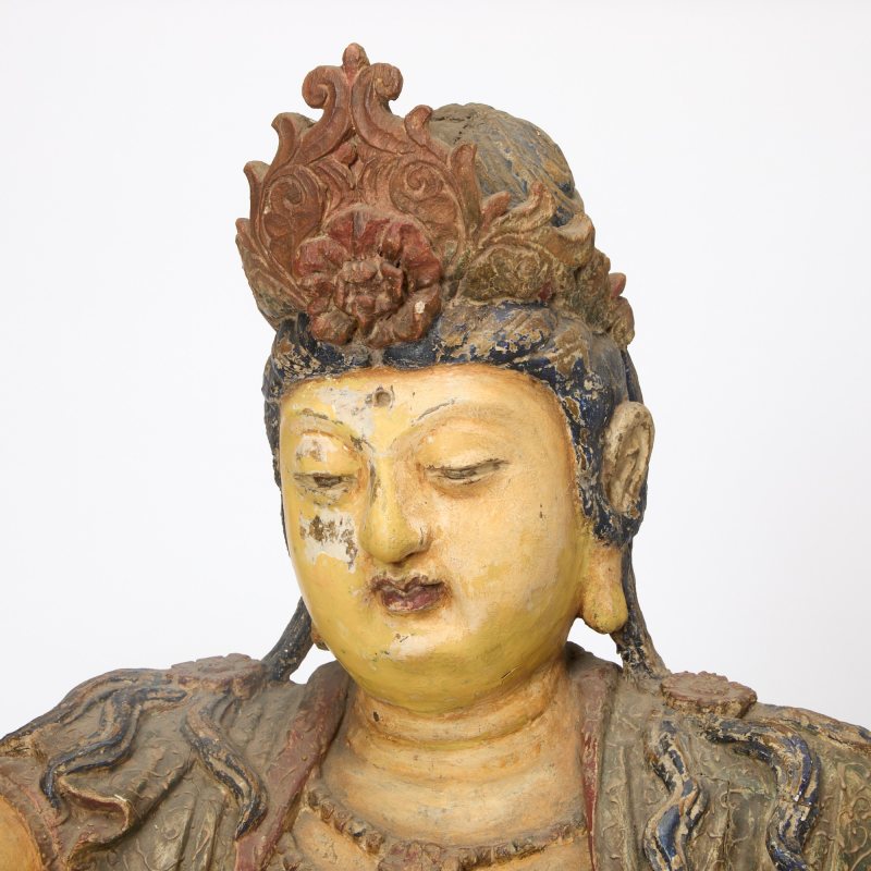 A Chinese Polychromed Wood Figure of Guanyin - 图4