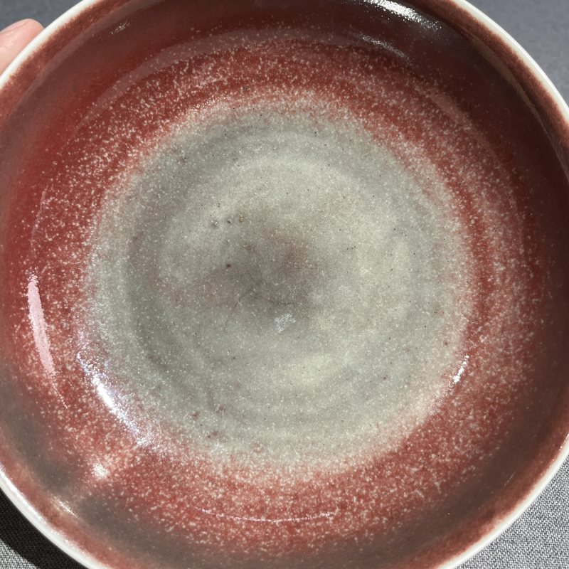 清道光豇豆红釉盘 - 图5