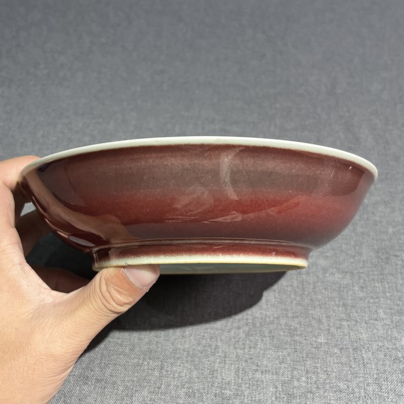 清道光豇豆红釉盘 - 图6