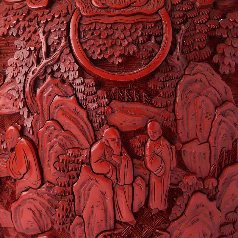 A Chinese Carved Cinnabar Lacquer Vase and Stand - 图6
