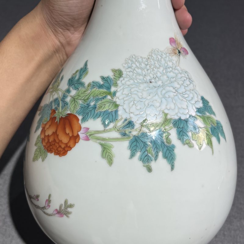 民国粉彩花鸟赏瓶 - 图8