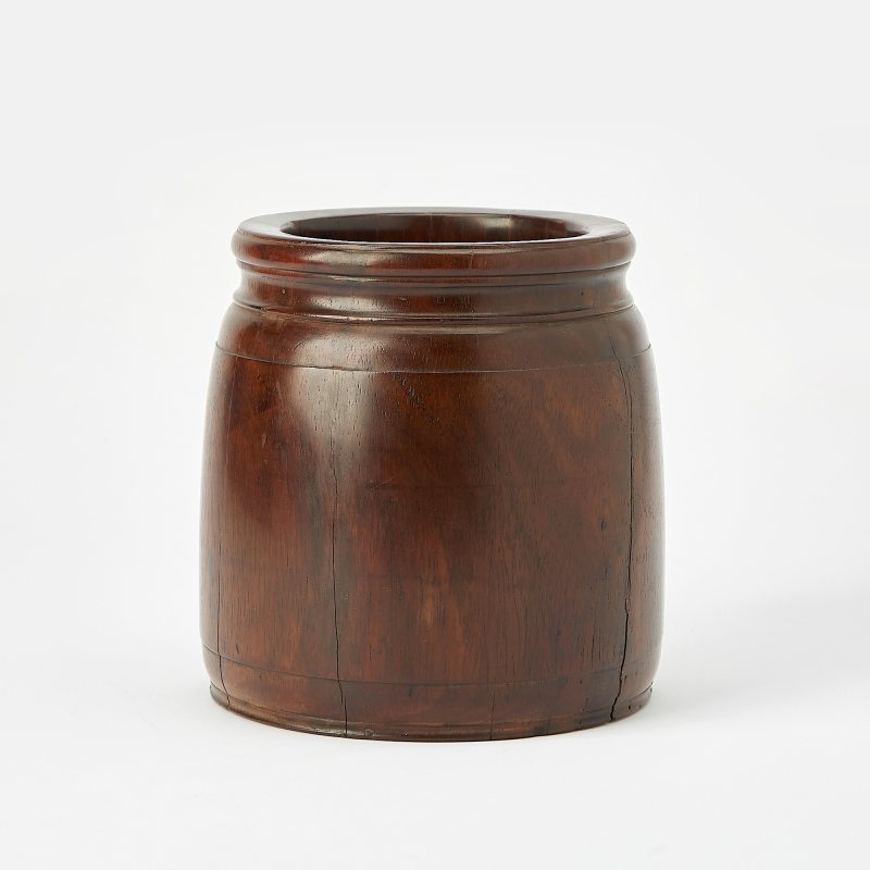 A Chinese Carved Hualimu Wood Brush Pot