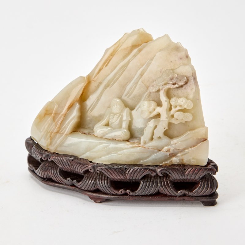 A Chinese Russet and Celadon Jade Boulder