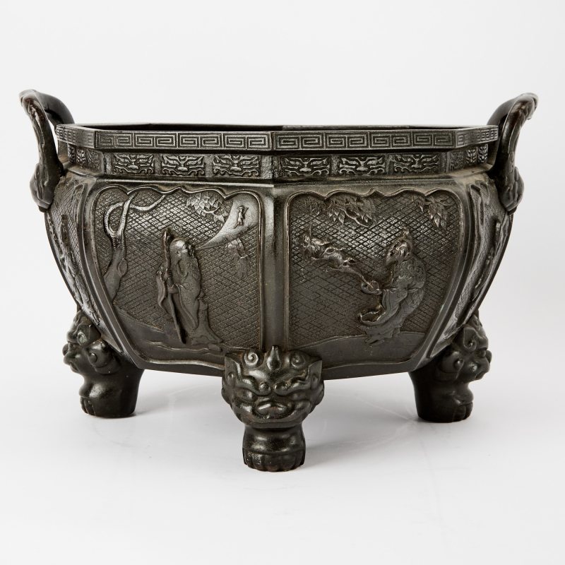 A Chinese Cast Bronze Octagonal Jardiniere