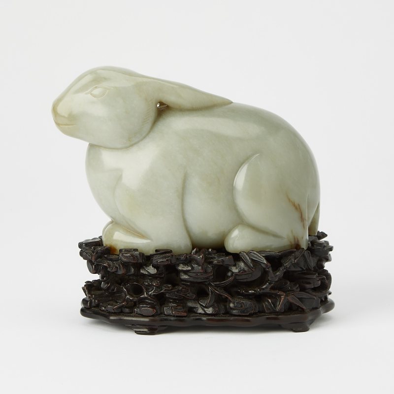 A Chinese Greyish Celadon Jade Rabbit - 图4