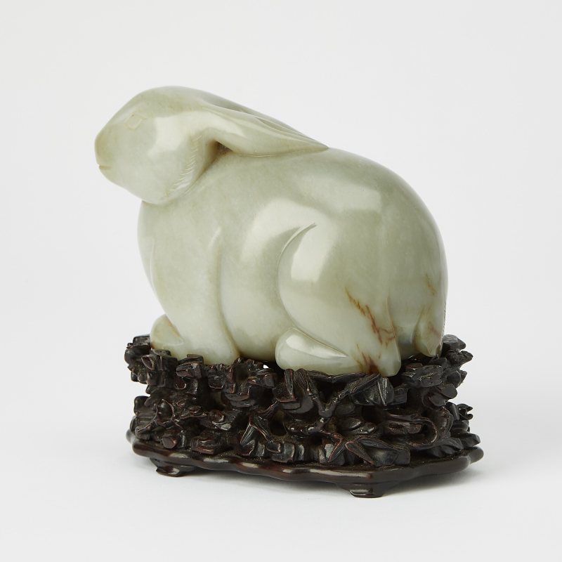 A Chinese Greyish Celadon Jade Rabbit - 图5