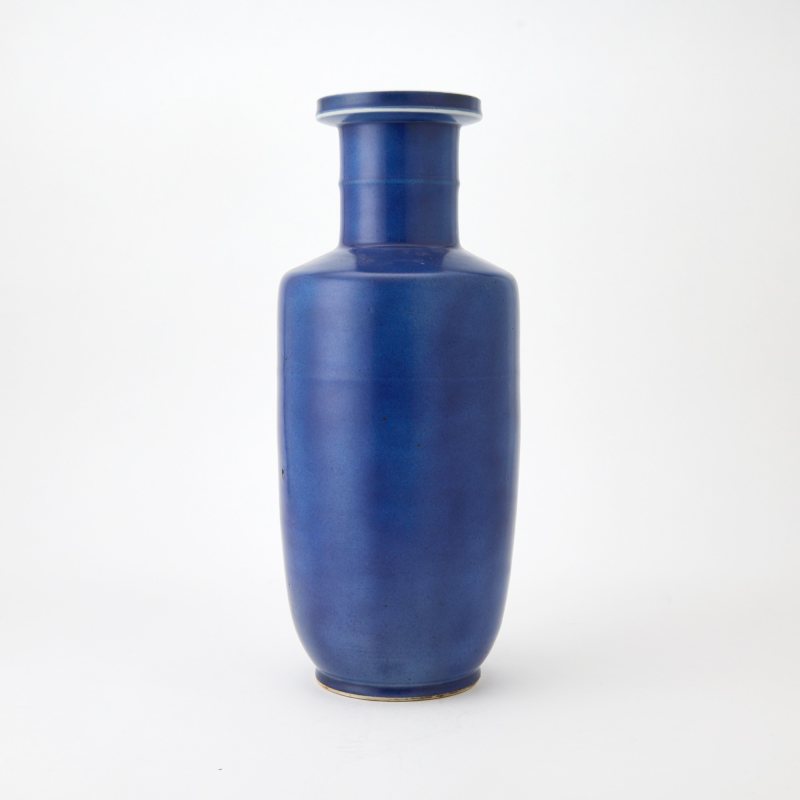 A Chinese Powder Blue Glazed Porcelain Rouleau Vase
