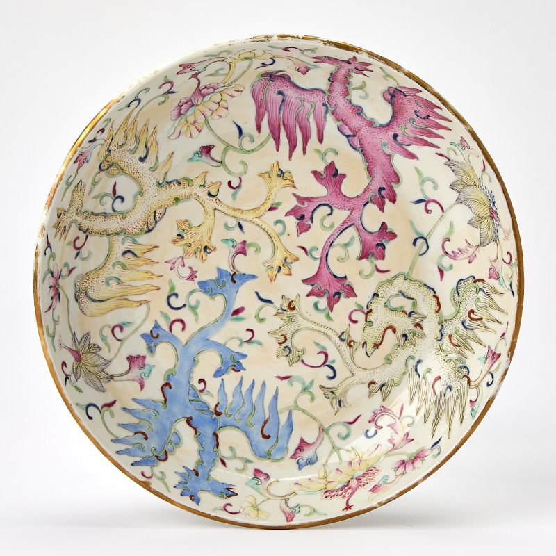 A Chinese Famille Rose Porcelain 'Phoenix' Dish