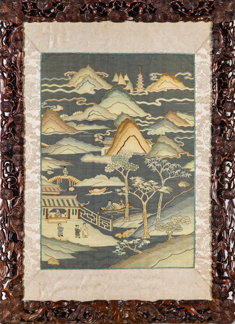 A Chinese Kesi Silk Panel