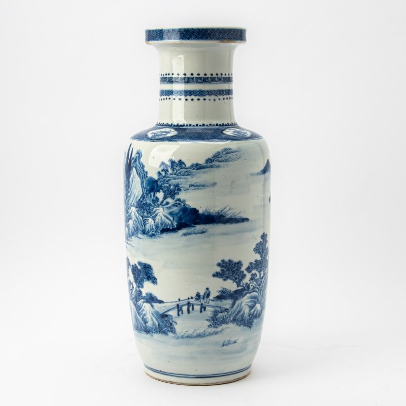 A Chinese Kangxi-Style Blue and White Porcelain Rouleau Vase - 图6