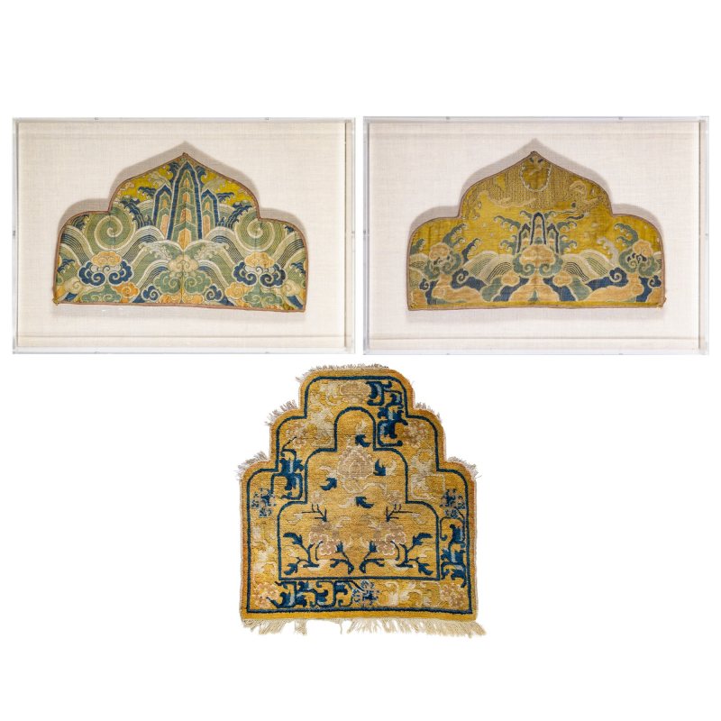 Two Chinese Brocade Silk Throne Cushion Covers