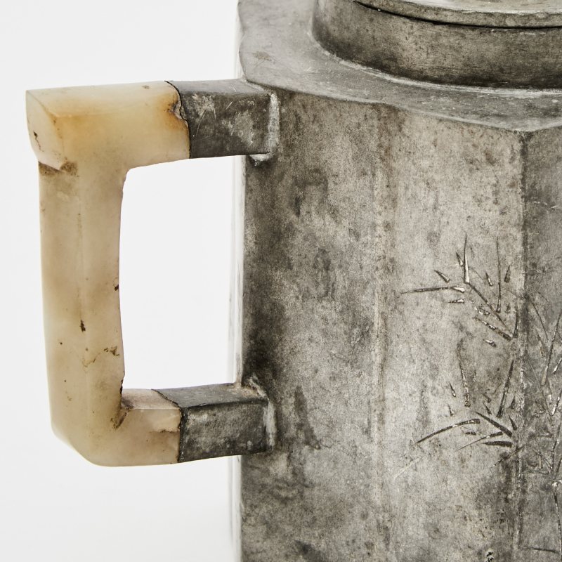 Three Chinese Pewter-Encased Yixing Teapots - 图5