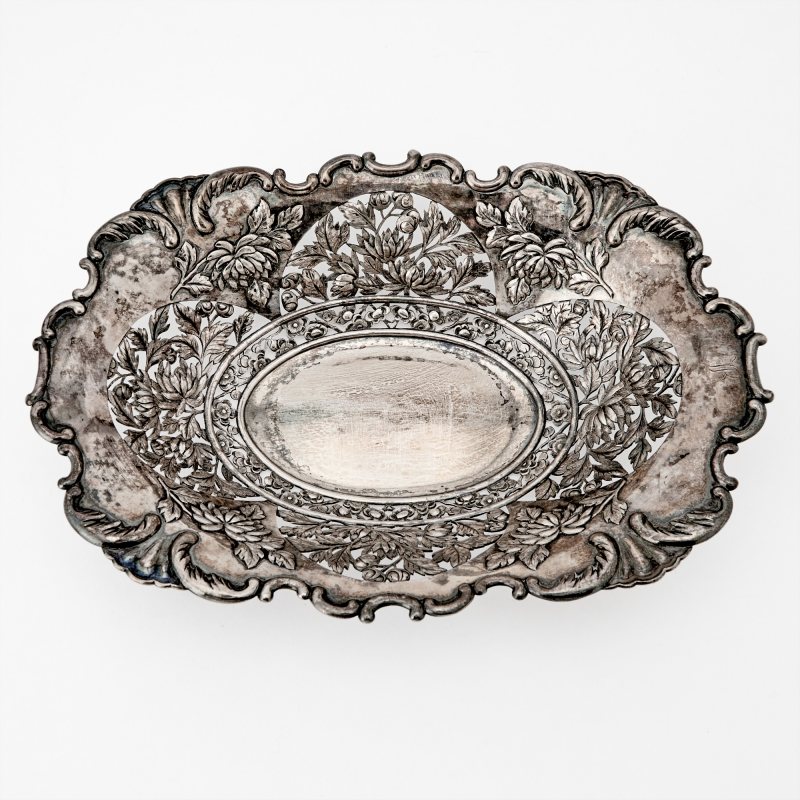 A Chinese Export Silver Oval Bowl