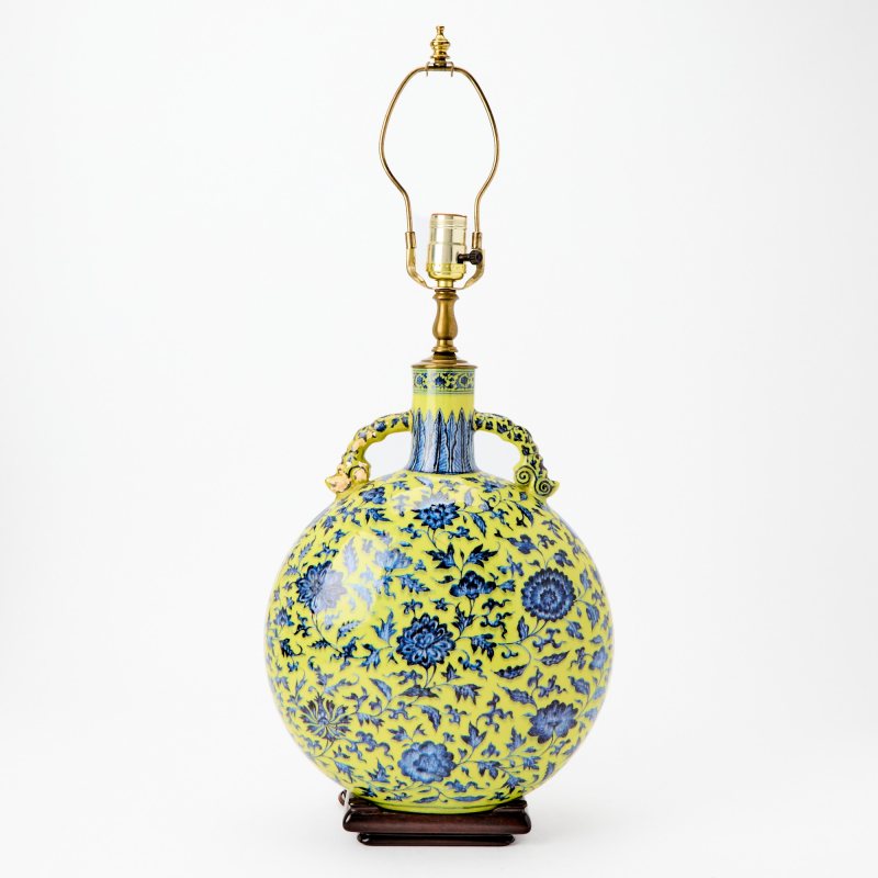 An Exceptionally Rare Chinese Yellow Ground and Underglaze Blue Porcelain Moon Flask, Baoyueping - 图7