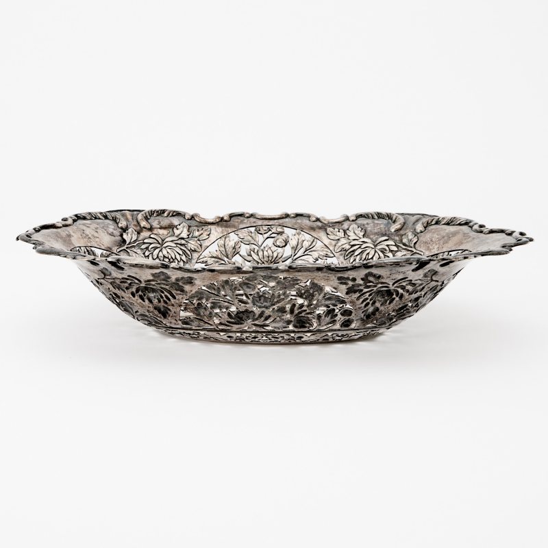 A Chinese Export Silver Oval Bowl - 图2