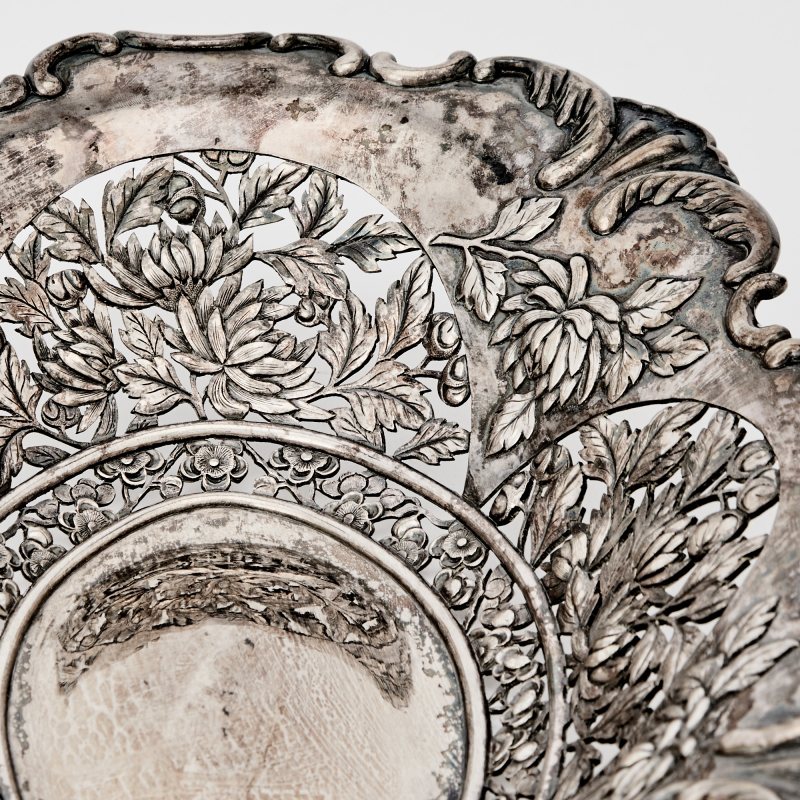 A Chinese Export Silver Oval Bowl - 图3