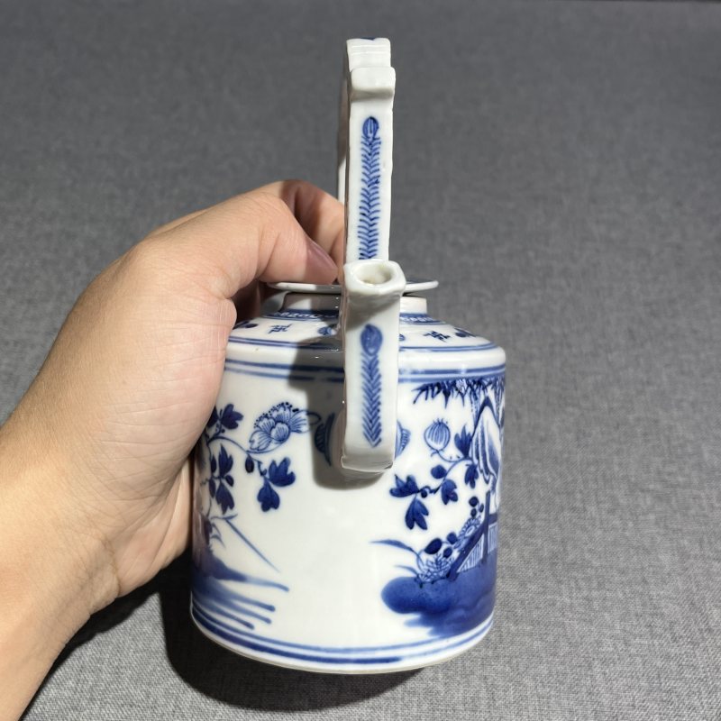 清中期青花花卉提梁壶 - 图6