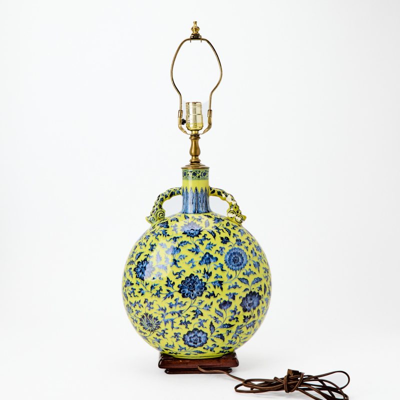 An Exceptionally Rare Chinese Yellow Ground and Underglaze Blue Porcelain Moon Flask, Baoyueping - 图10