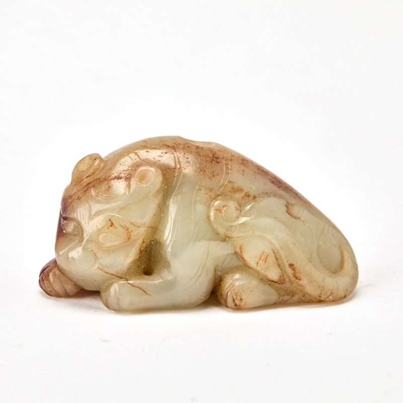 A Chinese Celadon Jade Toggle of a Tiger - 图2