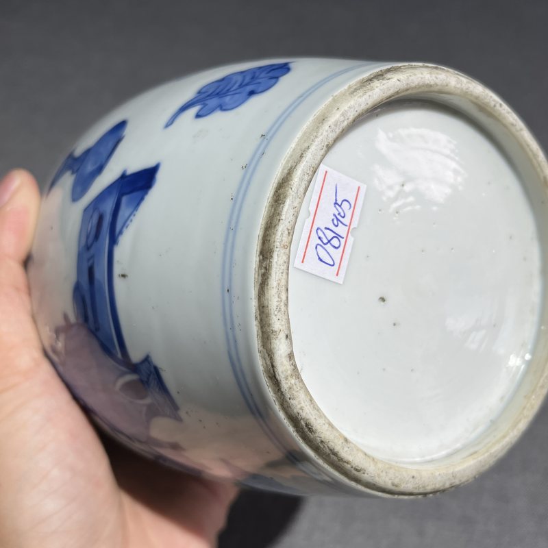 清康熙青花博古蒜头瓶 - 图11