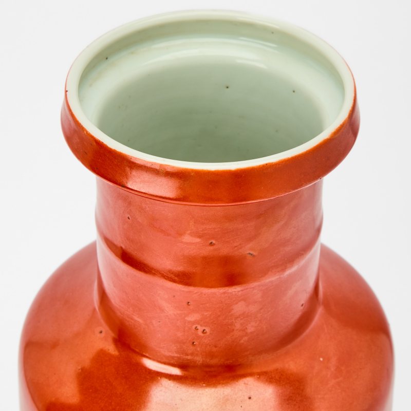 A Chinese Coral Glazed Porcelain Rouleau Vase - 图3