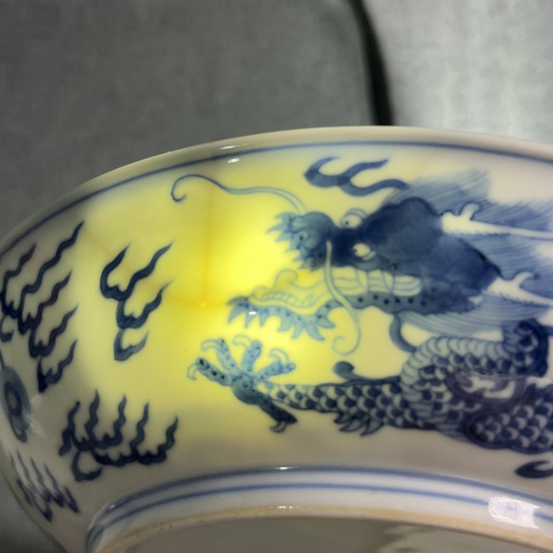 清乾隆青花双龙赶珠纹盘 - 图14