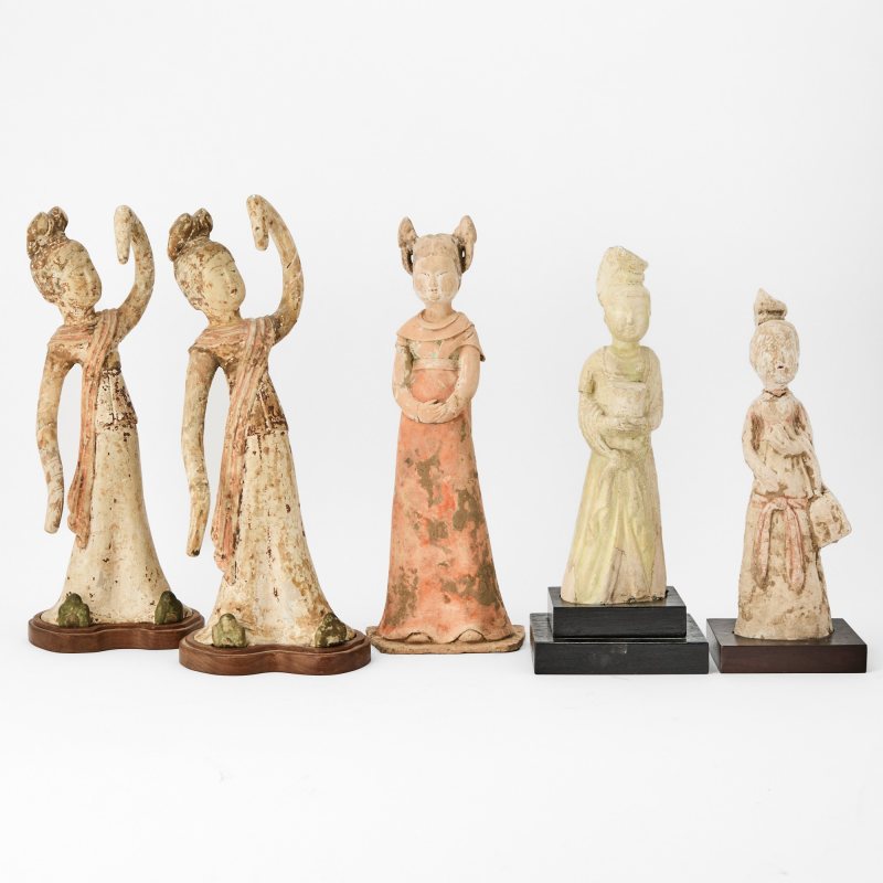 Five Chinese Painted Pottery Figures