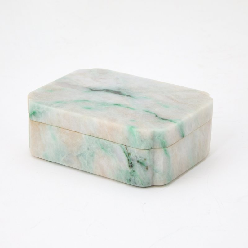 A Chinese Silver-Mounted Jadeite Box