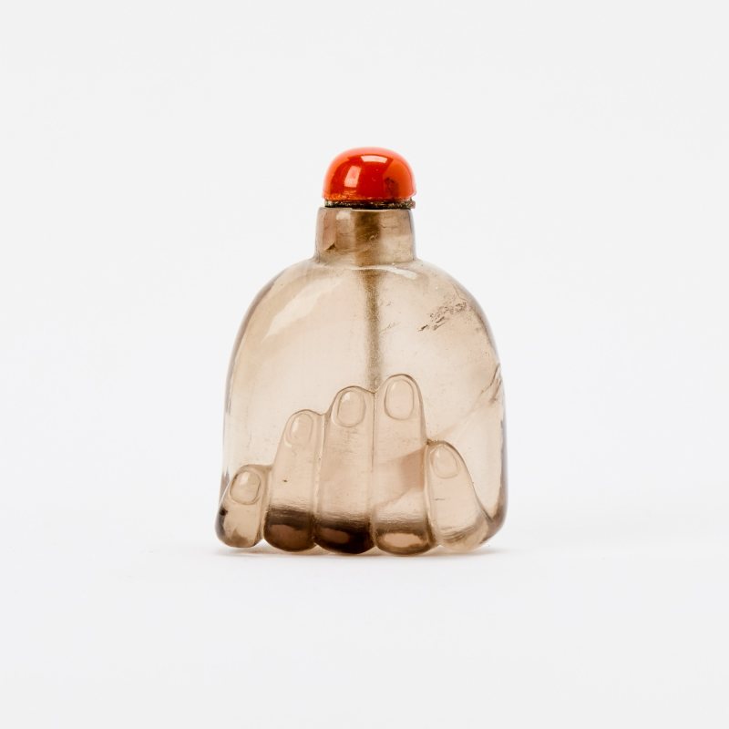 A Chinese Carved Smoky Crystal Snuff Bottle