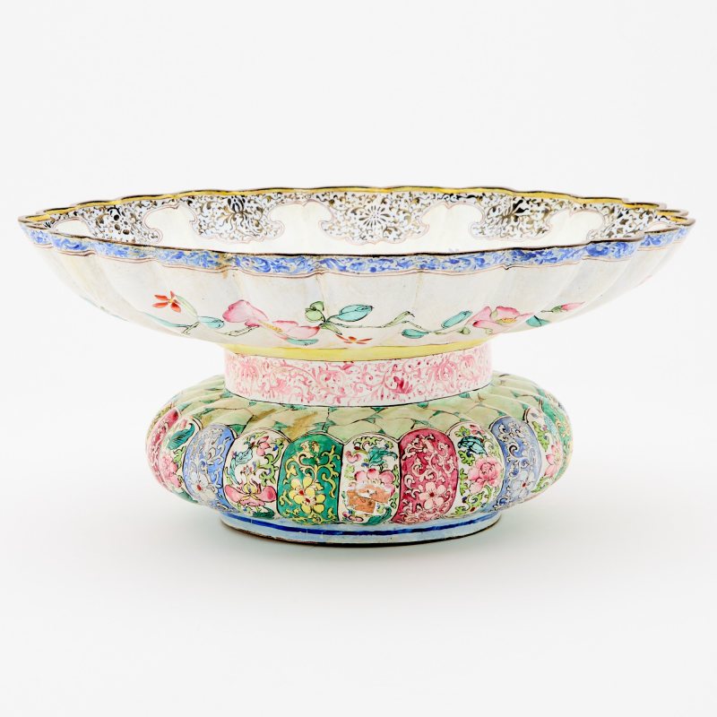A Chinese Canton Enamel Spittoon