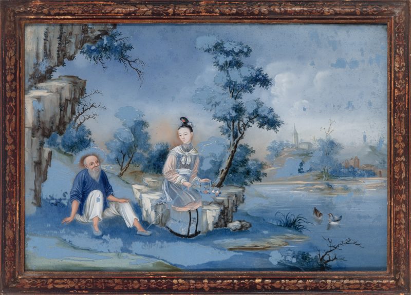 A Chinese Export Reverse Glass Painting