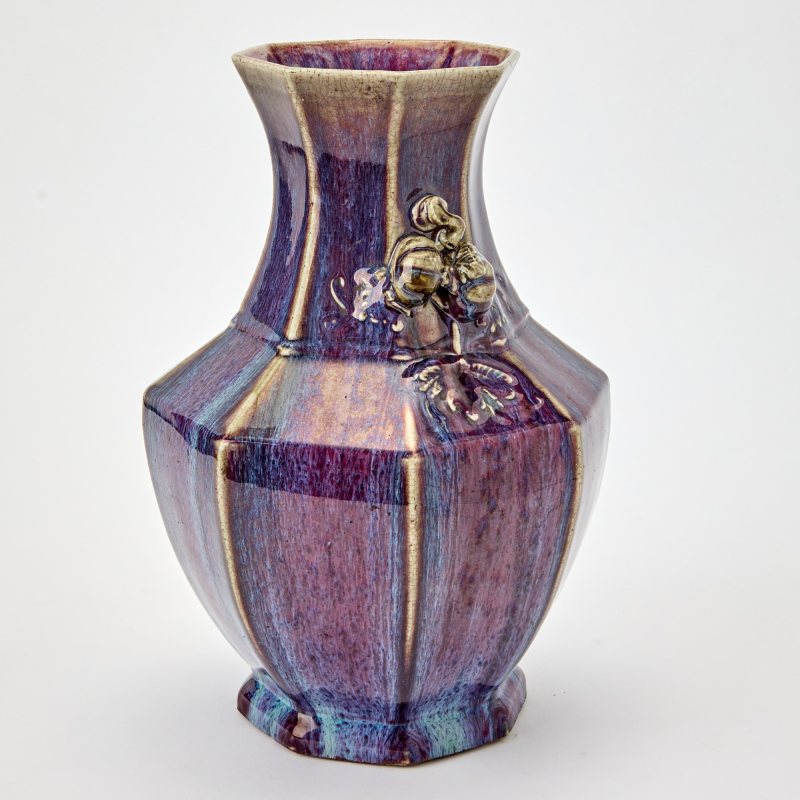 A Chinese Flambe Glazed Porcelain Octagonal Vase