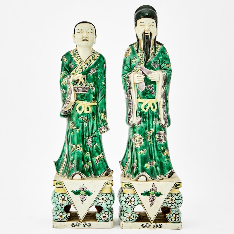 Two Chinese Famille Verte Porcelain Figures