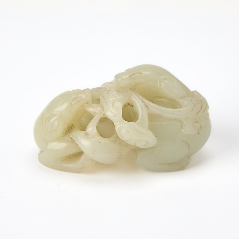 A Chinese Pale Celadon Jade Figural Group