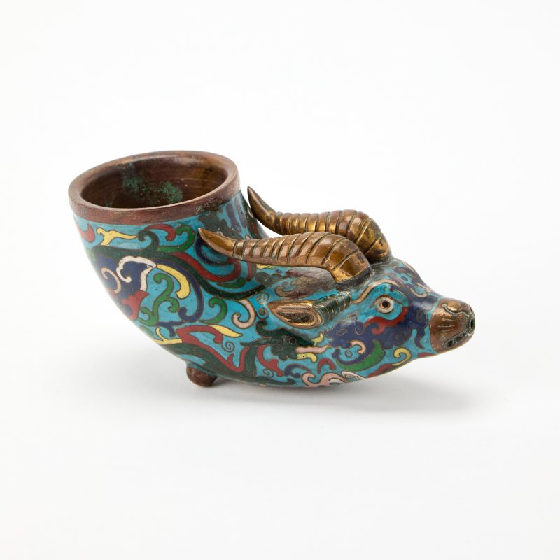 A Pair of Chinese Cloisonné Enamel Ram-Head Cups - 图4