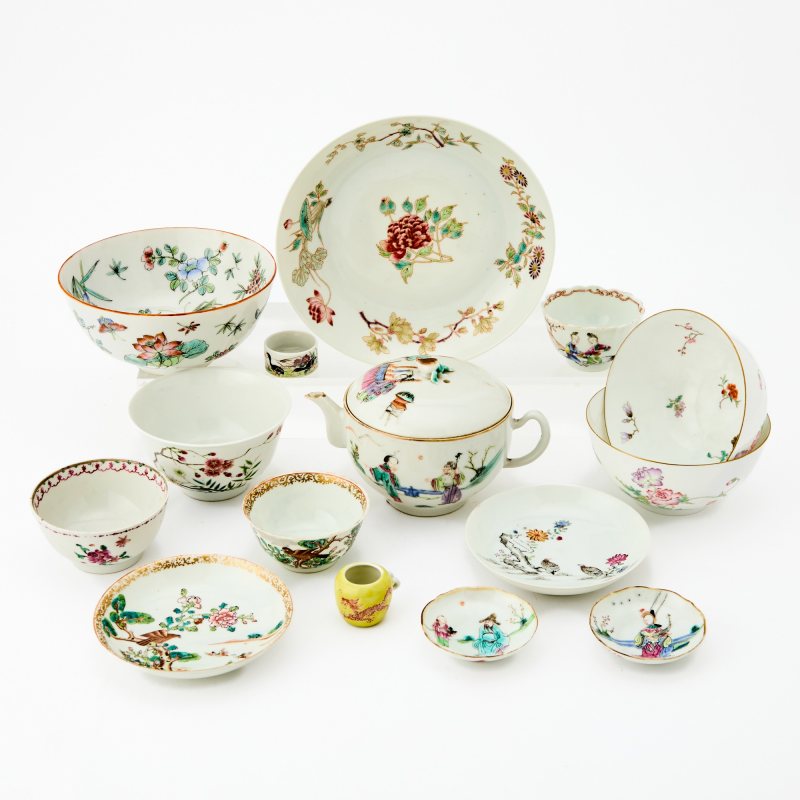 A Group of Chinese Enameled Porcelain Articles