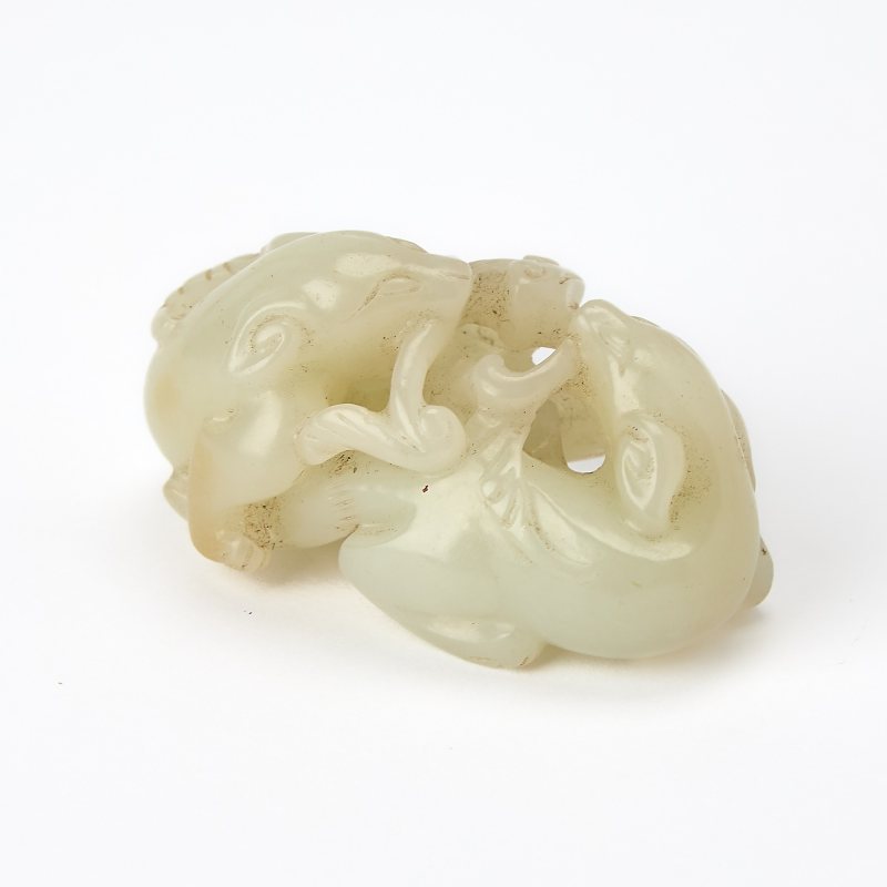 A Chinese Pale Celadon Jade Figural Group - 图3