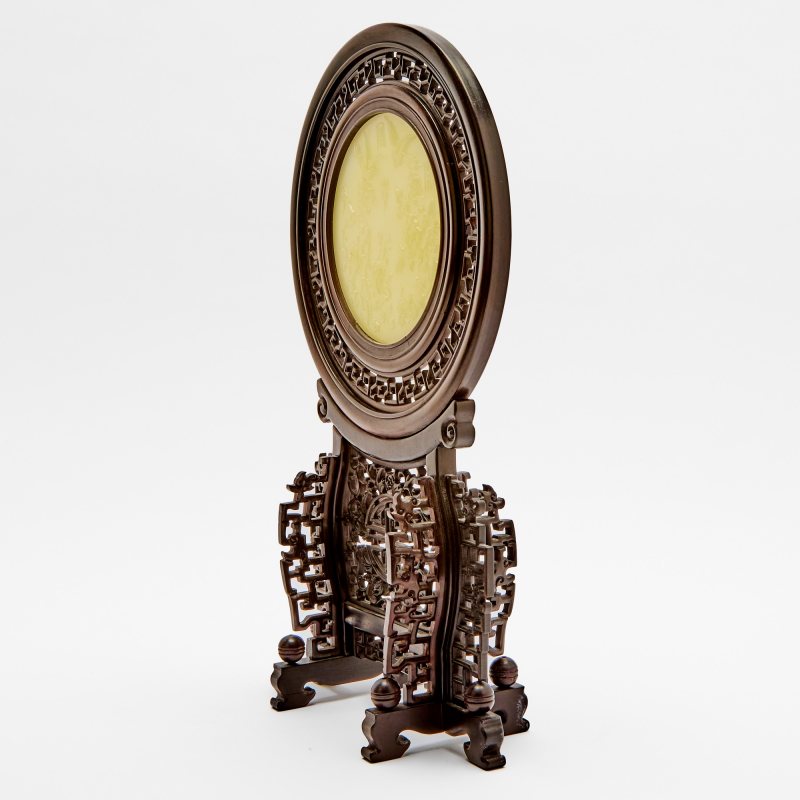 A Chinese Carved White Jade 'Birds and Flowers' Table Screen - 图4