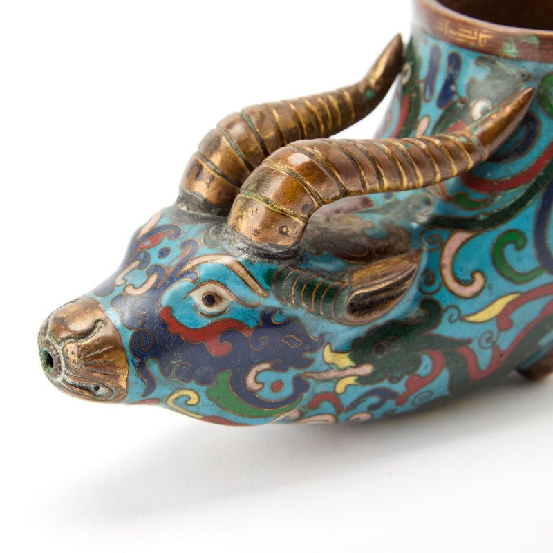 A Pair of Chinese Cloisonné Enamel Ram-Head Cups - 图7